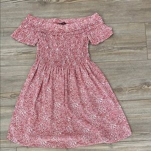 Sweet Rain Red Floral Off-Shoulder Dress
